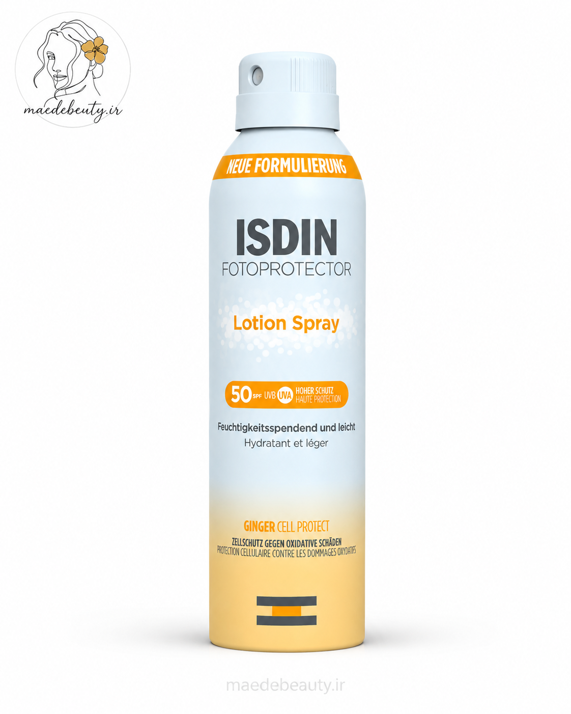 لوسیون اسپری ضد آفتاب ایزدین SPF50 مناسب صورت و بدن